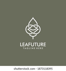 leaf outline design logo template vector