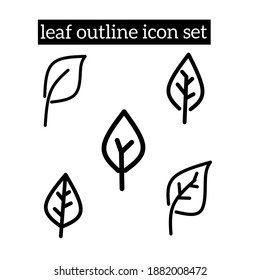 leaf outline icon set, outline vector illustration