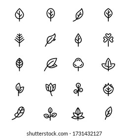 Icono de contorno de hoja. El icono de hoja establece variaciones. Listo para usar en sitios web, aplicaciones móviles, presentación y cualquier otro proyecto.