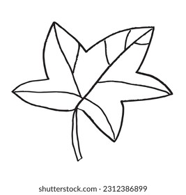 Leaf outline illustration image. 
Hand drawn image artwork of leaf. 
Simple cute original logo.
Hand drawn vector illustration for posters, cards, t-shirts.