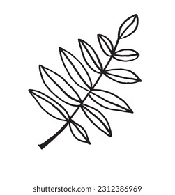 Leaf outline illustration image. 
Hand drawn image artwork of leaf. 
Simple cute original logo.
Hand drawn vector illustration for posters, cards, t-shirts.