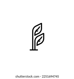 leaf outline stroke logo design vector illustration
