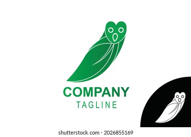 leaf owl logo. combination of owl and leaf, unique and cool. very suitable for icons, symbols, t-shirts, initials, companies, businesses, zoos, etc