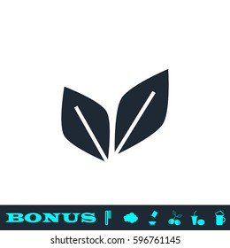 Leaf Pair icon flat. Black pictogram on white background. Vector illustration symbol and bonus button