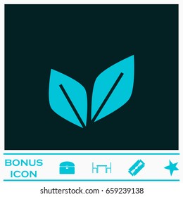 Leaf Pair icon flat. Blue pictogram on dark background. Vector illustration symbol and bonus icons