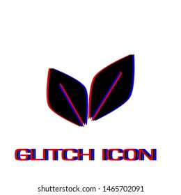 Leaf Pair icon flat. Simple pictogram - Glitch effect. Vector illustration symbol
