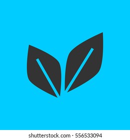 Leaf Pair icon flat. Simple vector black pictogram on blue background