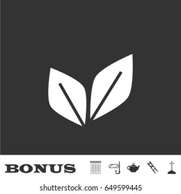 Leaf Pair icon flat. White pictogram on black background. Vector illustration symbol and bonus icons