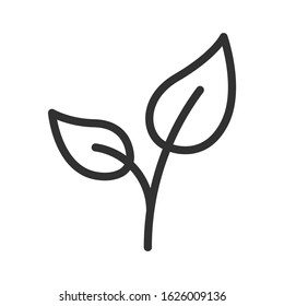 Leaf Pair, linear icon. Editable stroke