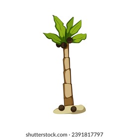 caricatura de coco de palma de hoja. silueta de planta, follaje de rama, símbolo de coco de hojas gráficas de vacaciones. ilustración vectorial de símbolo aislado