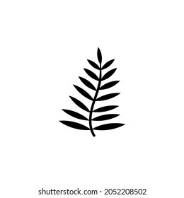 Leaf from Palm Tree, Fern Leaves, Bracken. Flat Vector Icon illustration. Simple black symbol on white background. Leaf from Palm Tree, Fern Leaves sign design template for web and mobile UI element.