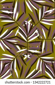 Leaf palms pattern.Tropical seamless pattern with palm leaves. Exotic leaves.