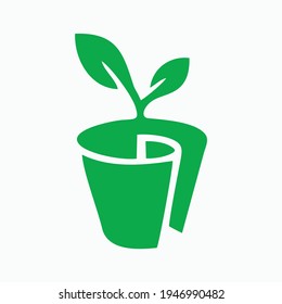 Leaf Paper Pot Logo Template