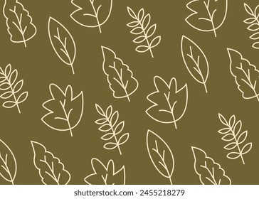 Leaf pattern. autumn fall season background. Hand drawn leaf arts. tree vector illustration.