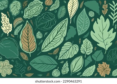 Leaf pattern background. Earth day background. vector illustration