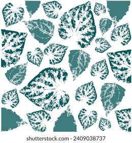 Leaf pattern background illustration, Hand drawn leaf print pattern