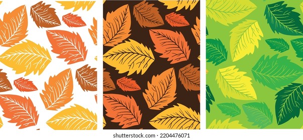 Leaf pattern background set. Happy thanksgiving day - Give thanks - cute hand drawn doodle lettering postcard. T-shirt design template with leaf.