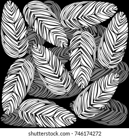Leaf pattern black and white color background wallpaper illustration design