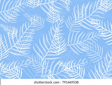 Leaf pattern blue background. Vector illustration