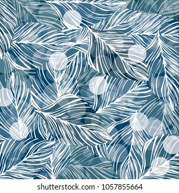 Leaf pattern blue color design background wallpaper illustration