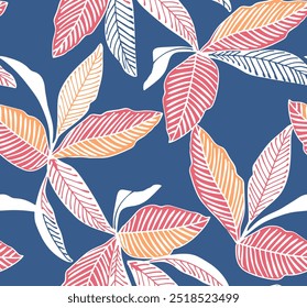 Leaf pattern botanical modern art deco wallpaper background vector. Line arts background design for interior design, vector arts, fashion textile patterns, textures, posters, wrappers, gifts.