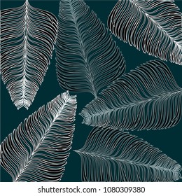 Leaf pattern design background blue green color wallpaper illustration design