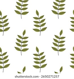 Leaf pattern design on a white background showcasing various green leaves in a symmetrical layout