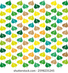 Leaf pattern icons. Colorful vector symbols. Random shape design. White background pattern.