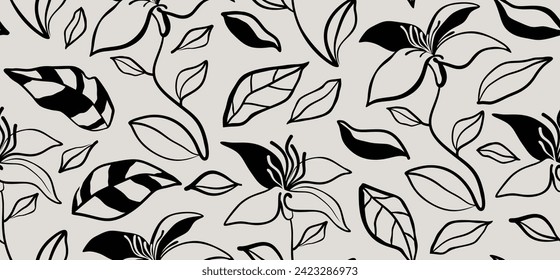 leaf pattern, leaves pattern, flower pattern, abstract pattern. vector illustration