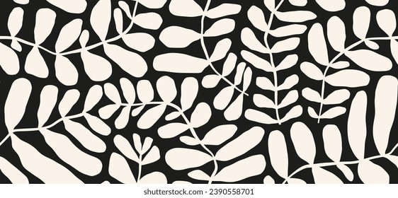 leaf pattern, leaves pattern, matisse pattern, abstract pattern. vector illustration