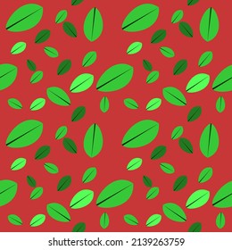 Leaf pattern on a red-pink background