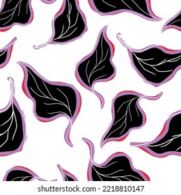 Leaf pattern on white background Ready to color and repeat. Design for dresses and blouses. Classic print. Vector and all over design