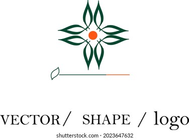 
leaf pattern round logo shape vector