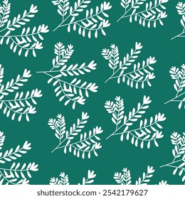 leaf pattern Seamless Elegant abstract background  with exotic leaves plant Modern  design. Winter holidays background Winter card design. blue  pattern. repeating texture for  greeting card or banner
