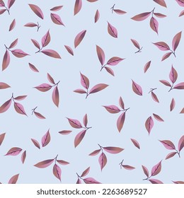 Leaf pattern. Seamless, vector pattern. Light background. Small leaves.