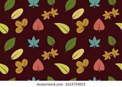 Leaf pattern set. Seamless leaf pattern vector illustration for background, wallpaper, wrapping and textile.