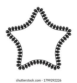 leaf pattern shape in star shape frame on white background