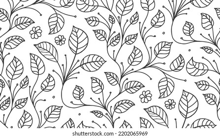 Leaf pattern vector background. Textile decor ornament. Seamless texture retro design. Print flower pattern.