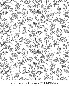 Leaf pattern vector background. Textile decor ornament. Seamless texture retro design. Print flower pattern.