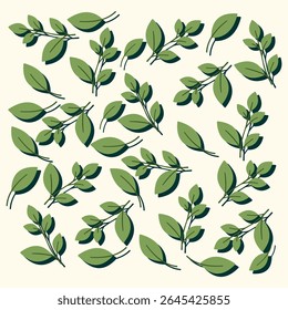 leaf pattern vector with simple appearance and green background