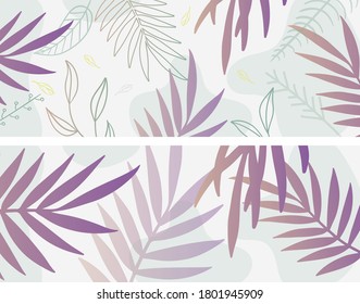 Leaf pattern wallpaper, Multiple nature leaves pattern design, Leaf line arts, Hand drawn outline design for fabric , print, cover, banner and invitation, Vector illustration.