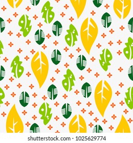 leaf pattern yellow seamless vector illustration
