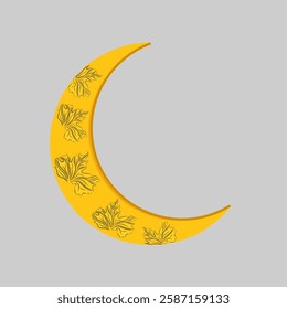 leaf patterned moon illustration abstract