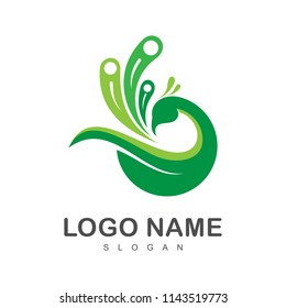 leaf peacock logo design