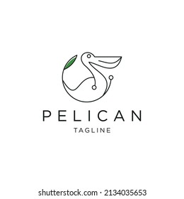 Leaf pelican line logo icon design template