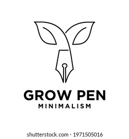 leaf pen eco line logo concept eco write vector symbol icon logotype illustration design template isolated background
