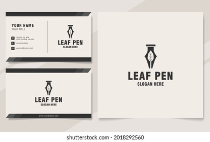 Leaf pen logo template on monogram style