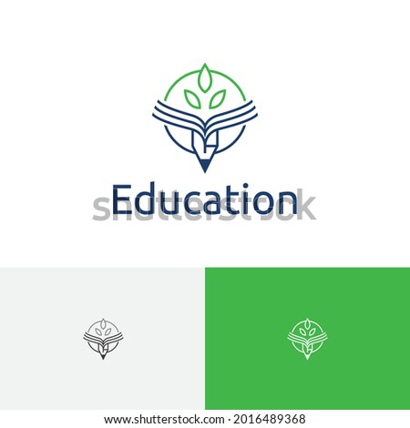Leaf Pencil Book School Course Study Education Nature Logo