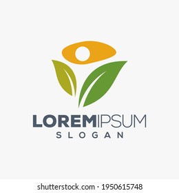 leaf people color logo design