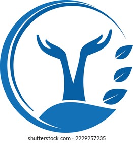 LEAF PEOPLE HAND CARE ILLUSTRATION SYMBOL ICON LOGO DESIGN VECTOR
